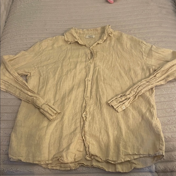 Light Yellow Button-Up Shirt - Picture 1 of 3